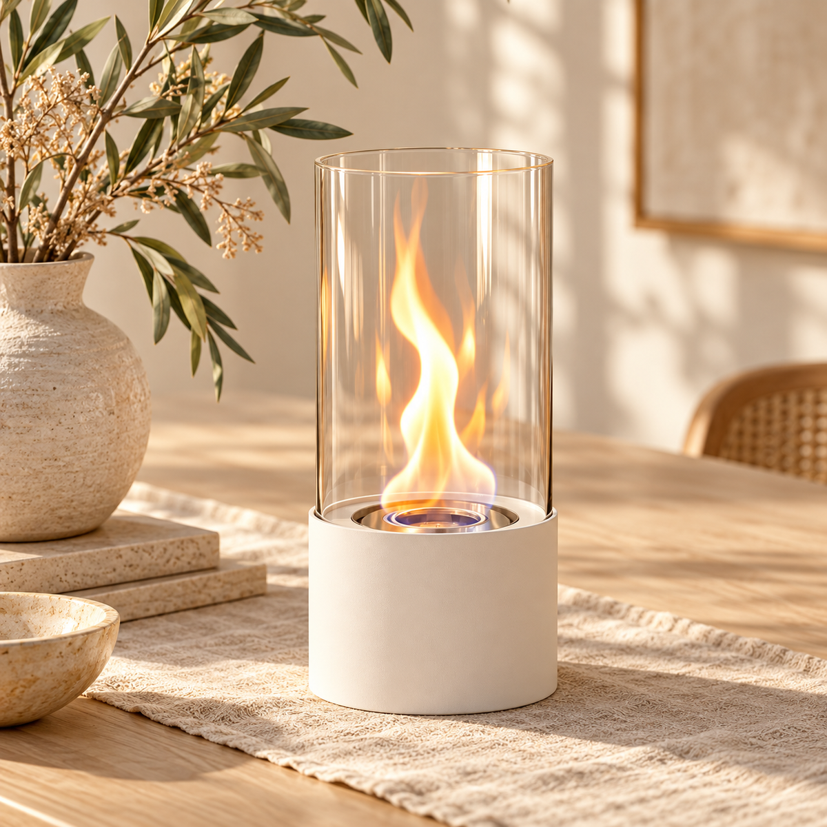 The Lucent Glass Tabletop Fireplace