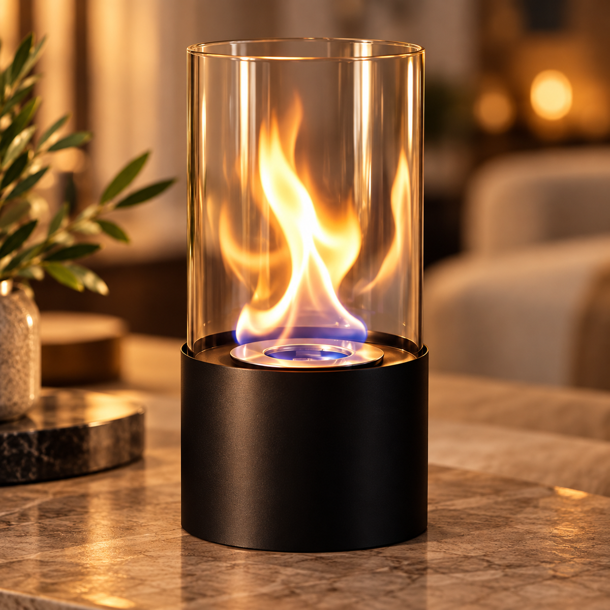 The Lucent Glass Tabletop Fireplace