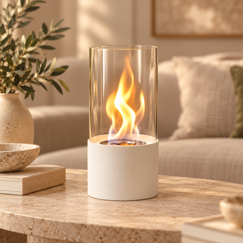 The Lucent Glass Tabletop Fireplace