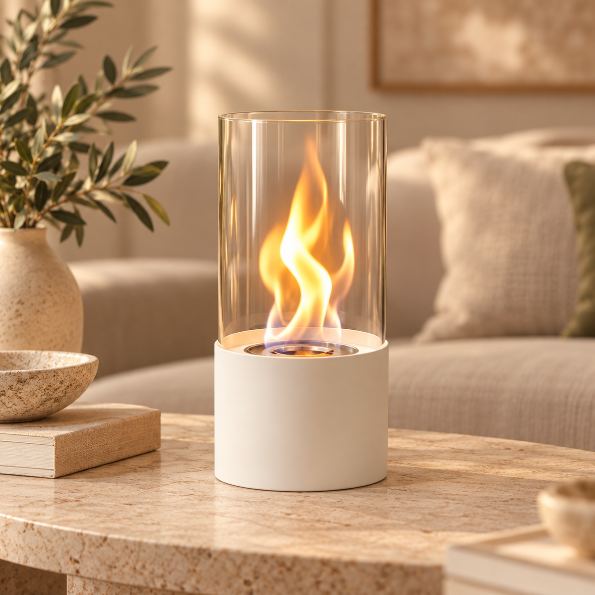 The Lucent Glass Tabletop Fireplace