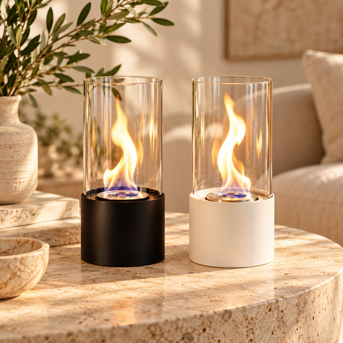 The Lucent Glass Tabletop Fireplace