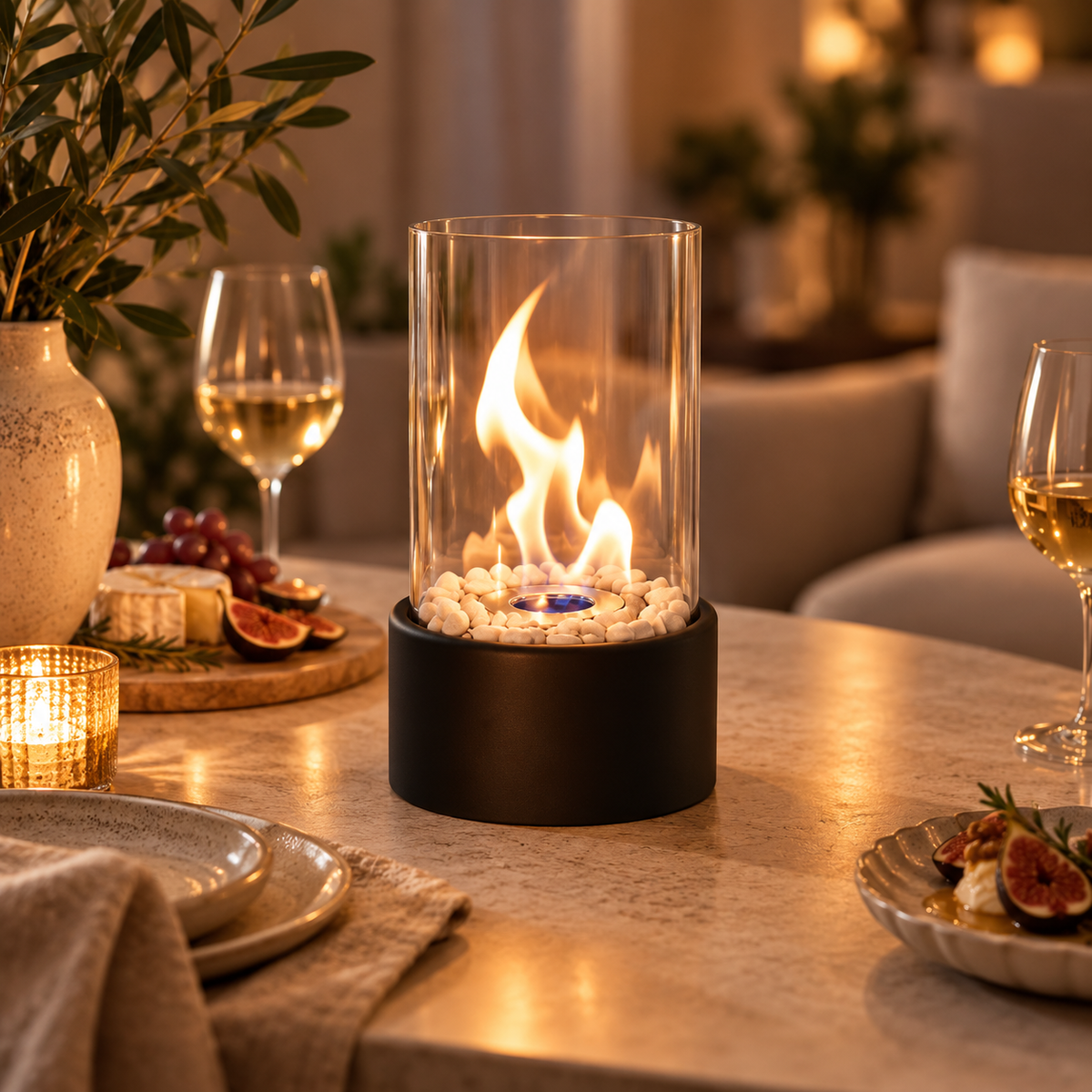 The Elara Round Tabletop Fireplace