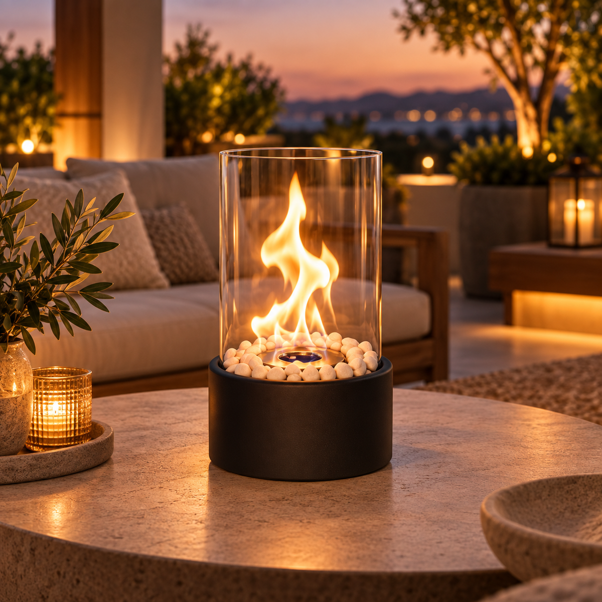 The Elara Round Tabletop Fireplace