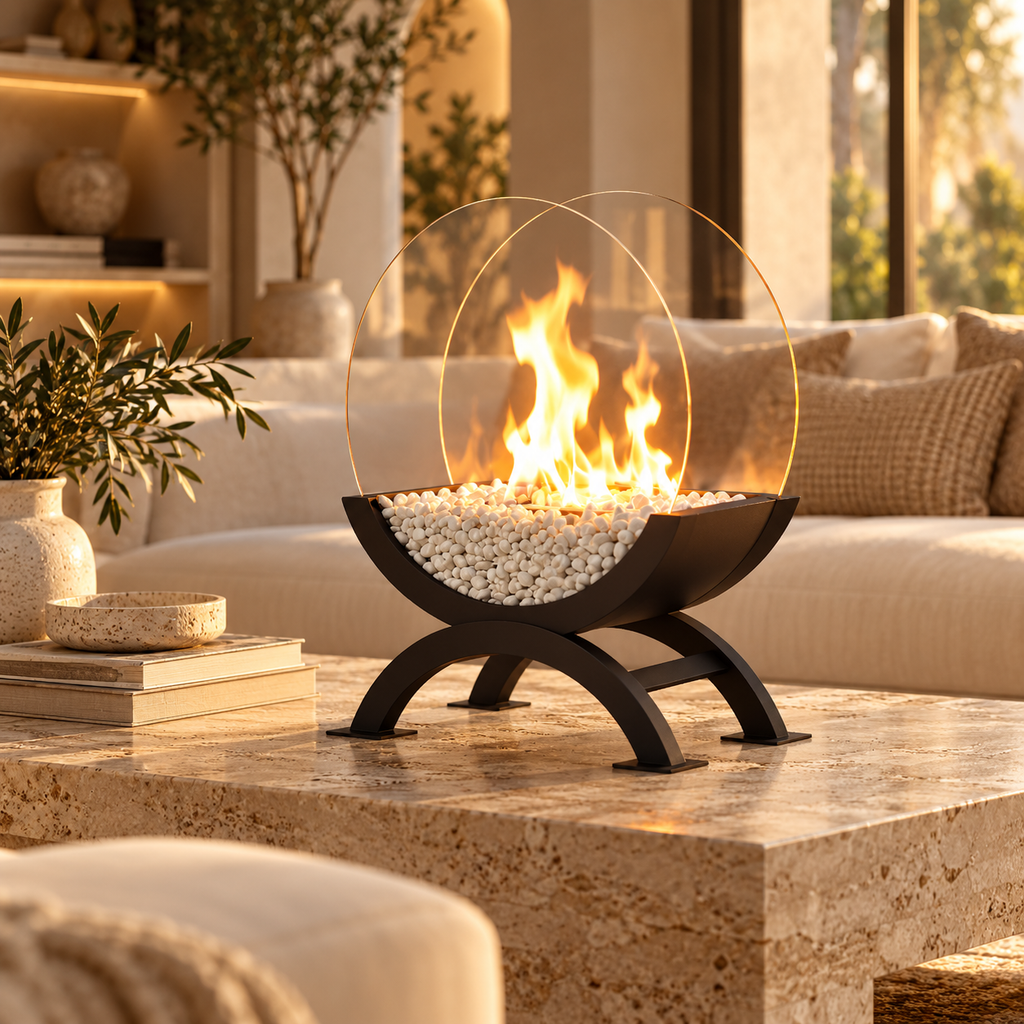 The Solenne Round Tabletop Fireplace
