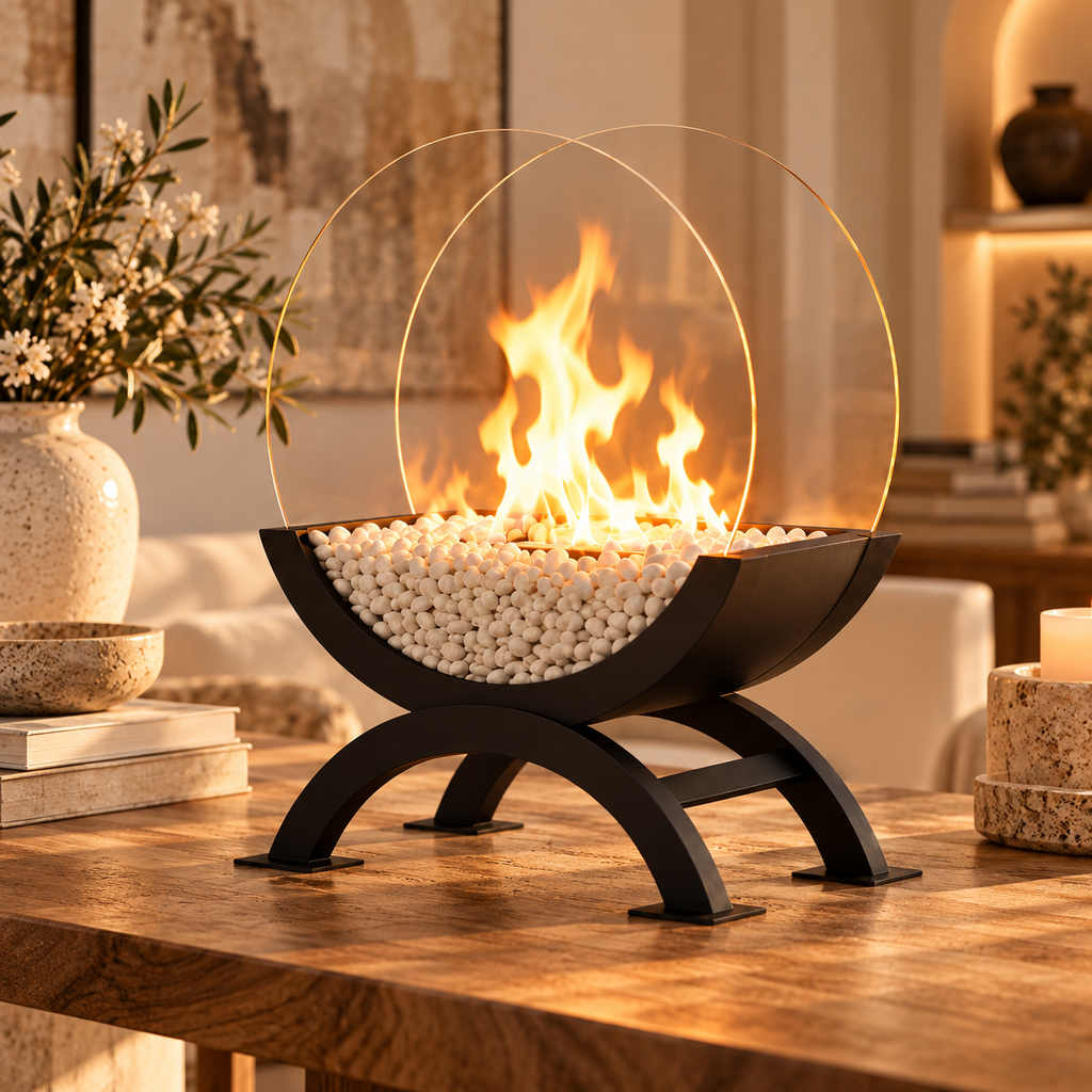 The Solenne Round Tabletop Fireplace