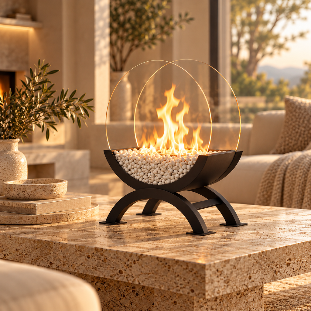 The Solenne Round Tabletop Fireplace