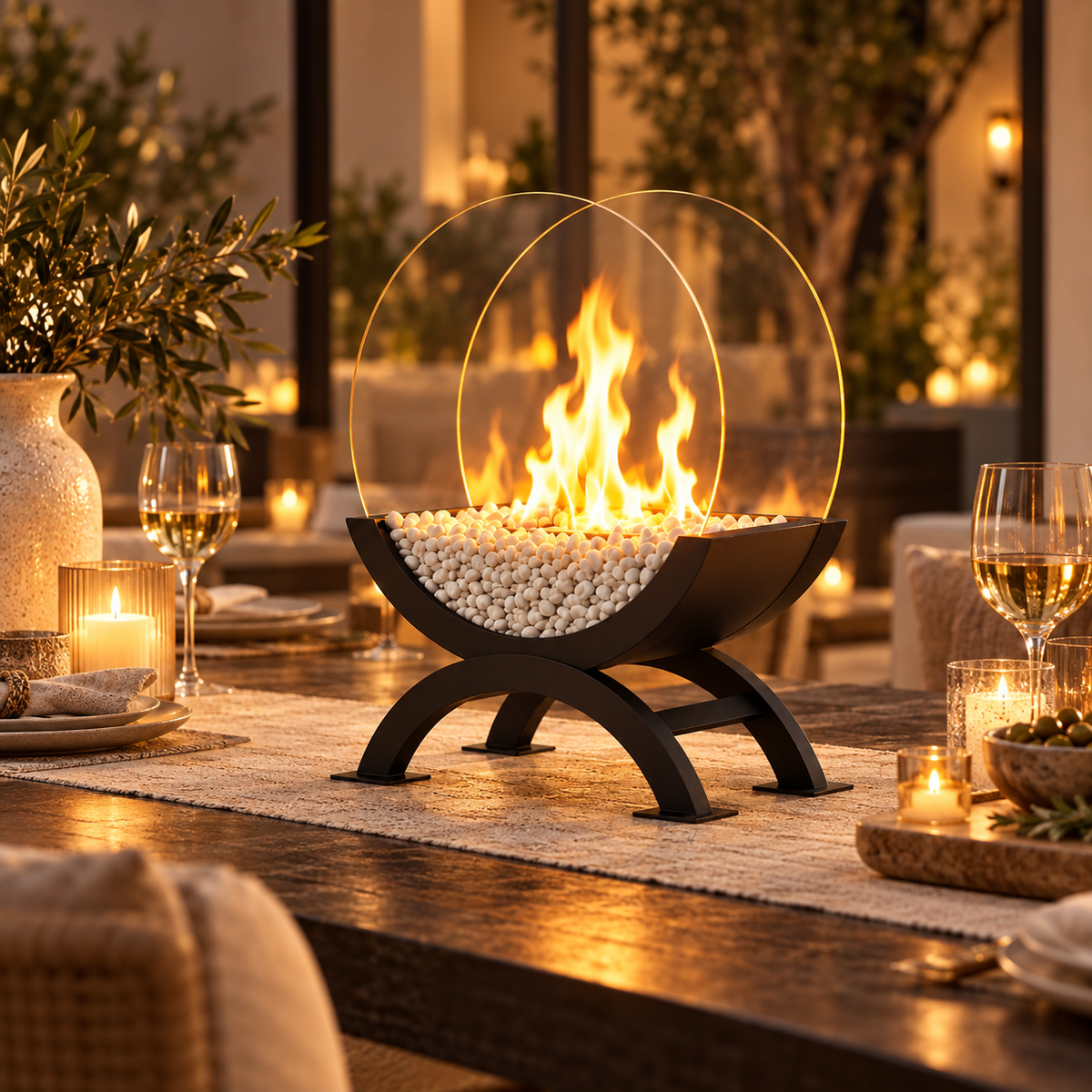 The Solenne Round Tabletop Fireplace