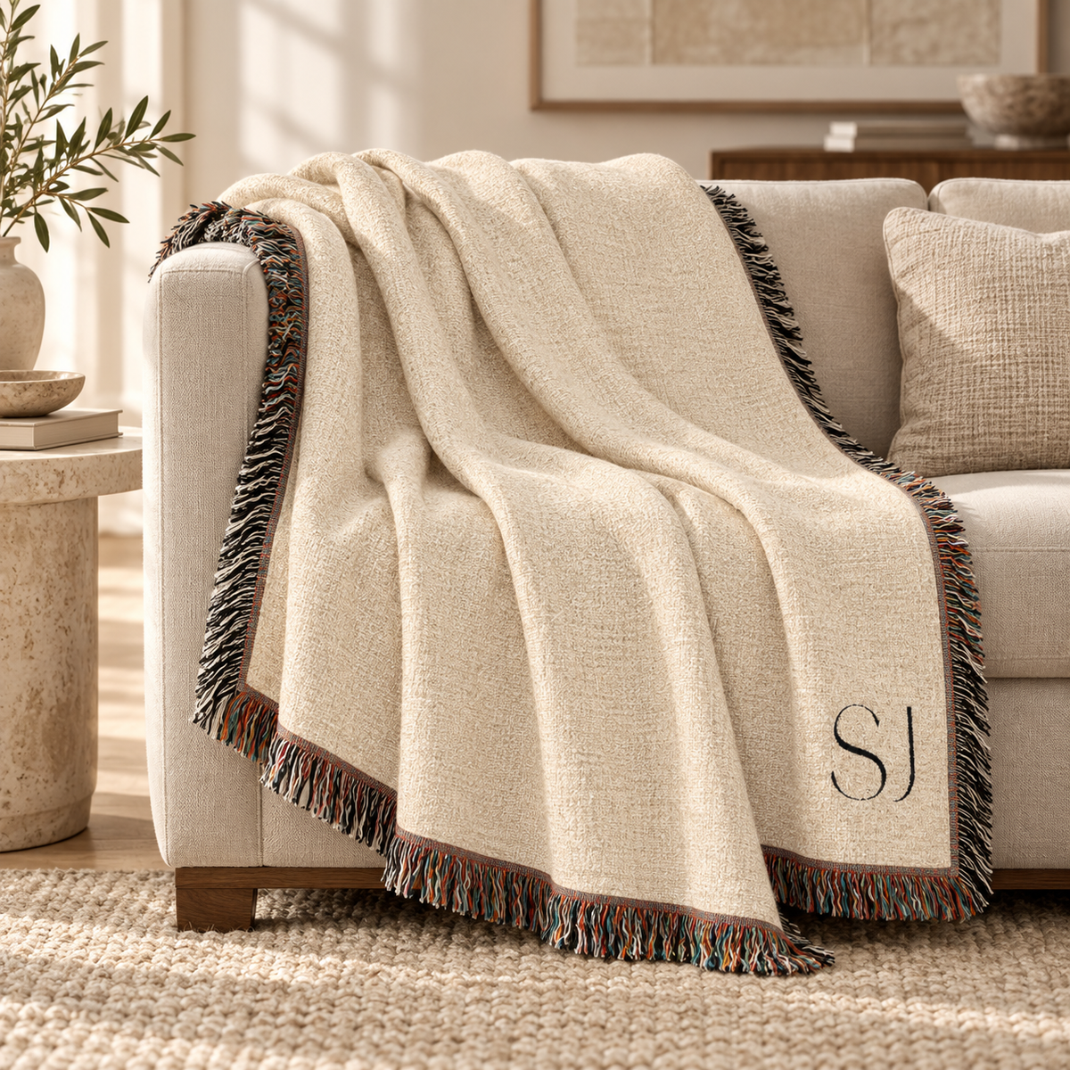 The Beaumont Monogram Woven Throw