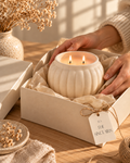 Personalized Ivory Ceramic Pumpkin Candle | Fall Gift & Autumn Home Decor